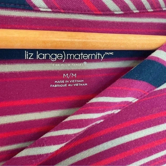 Liz Lange striped button sleeve‎ Maternity shirt, size M. - Picture 6 of 6